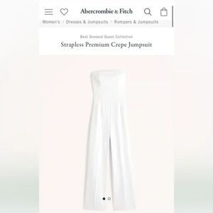 Abercrombie & Fitch Strapless Jumpsuit – Crepe White – Size S